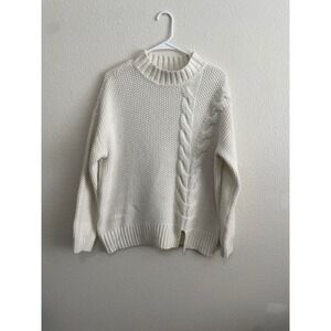 Simply Vera Vera Wang Sweater Womens XL White Excellent Mock Neck Cable Knit